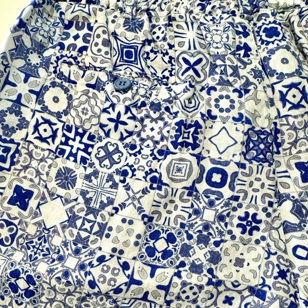 Vanity (Italy) 100% linen shorts. Blue/white. Medium (no tags) - Picture 3 of 7